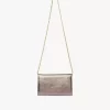 Cartera con solapa y cadena Chloé Iconic en piel metalizada
