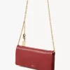 Cartera con solapa y cadena Chloé Spin en piel granulada