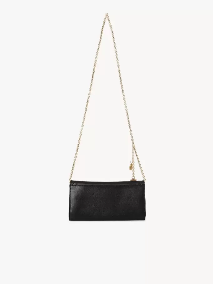 Cartera con solapa y cadena Chloé Spin en piel granulada