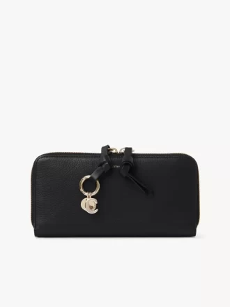 Cartera larga con cremallera Alphabet en piel granulada
