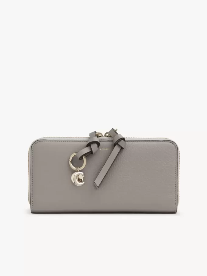 Cartera larga con cremallera Alphabet en piel granulada