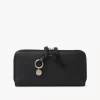 Cartera larga con cremallera Alphabet en piel granulada