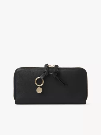 Cartera larga con cremallera Alphabet en piel granulada