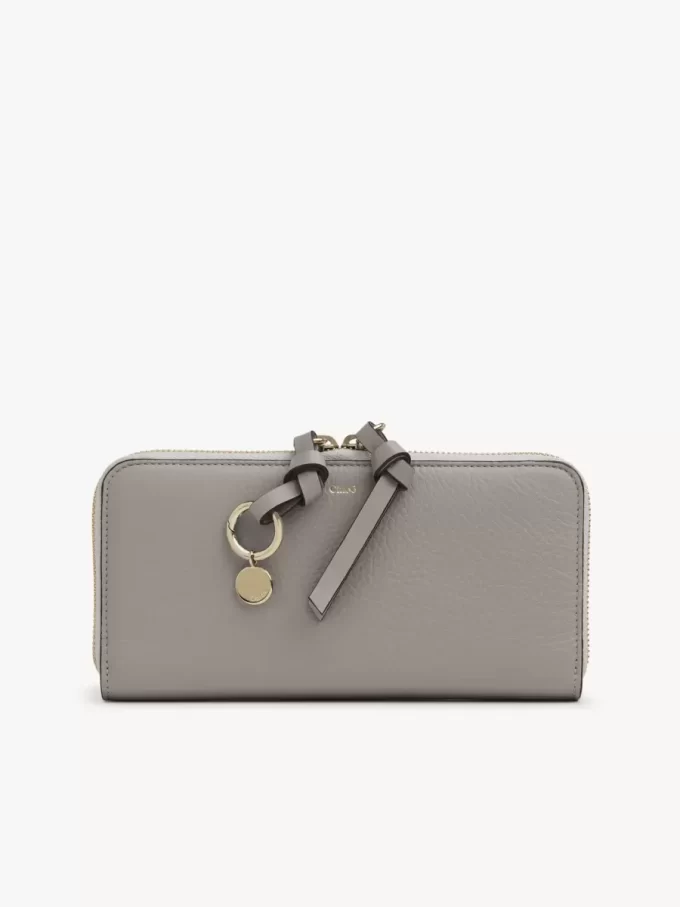 Cartera larga con cremallera Alphabet en piel granulada