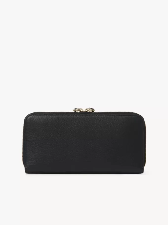Cartera larga con cremallera Alphabet en piel granulada