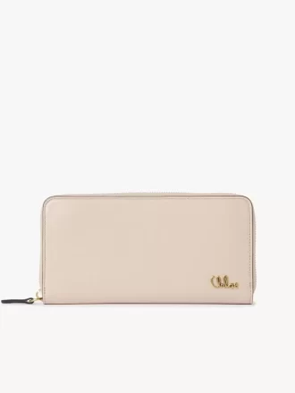Cartera larga con cremallera Chloé Iconic en piel brillante