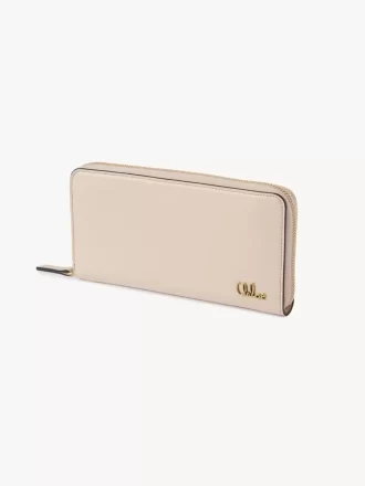 Cartera larga con cremallera Chloé Iconic en piel brillante