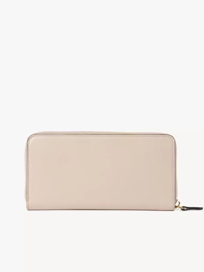 Cartera larga con cremallera Chloé Iconic en piel brillante