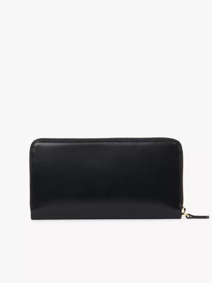 Cartera larga con cremallera Chloé Iconic en piel brillante