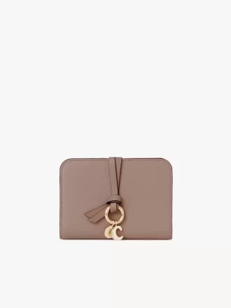 Cartera plegable Alphabet en piel granulada