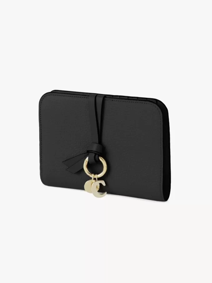 Cartera plegable Alphabet en piel granulada