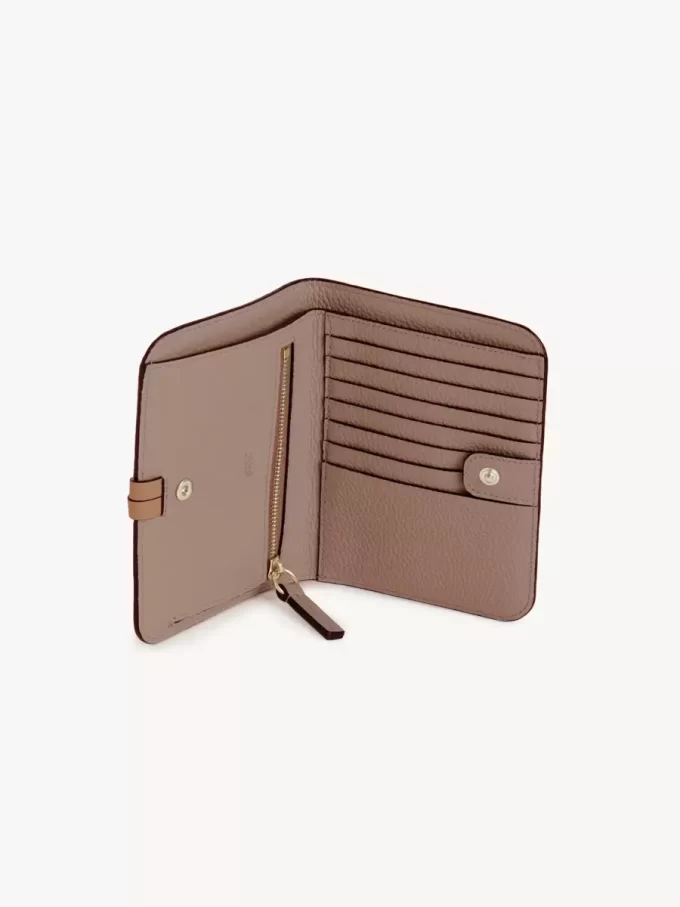 Cartera plegable Alphabet en piel granulada