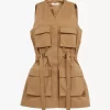 Chaleco utilitario en gabardina ligera de algodón Chaleco utilitario en gabardina ligera de algodón