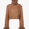 Chaqueta corta de piel estilo caja