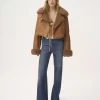 Chaqueta corta de piel estilo caja
