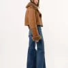 Chaqueta corta de piel estilo caja
