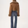 Chaqueta corta de piel estilo caja