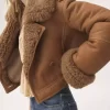 Chaqueta corta de piel estilo caja