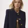 Chaqueta cuadrada sin cuello de cuadros de lana