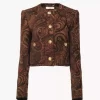 Chaqueta cuadrada sin cuello en jacquard tapiz