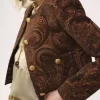 Chaqueta cuadrada sin cuello en jacquard tapiz