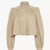 Chaqueta de boule fruncida en gabardina de algodón