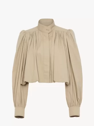 Chaqueta de boule fruncida en gabardina de algodón