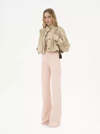 Chaqueta de boule fruncida en gabardina de algodón
