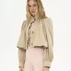 Chaqueta de boule fruncida en gabardina de algodón