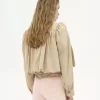 Chaqueta de boule fruncida en gabardina de algodón