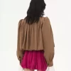 Chaqueta de boule fruncida en lino y algodón