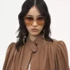 Chaqueta de boule fruncida en lino y algodón