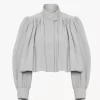 Chaqueta de boule fruncida en lona de algodón Chaqueta de boule fruncida en lona de algodón