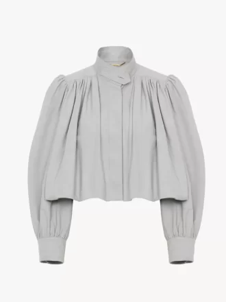 Chaqueta de boule fruncida en lona de algodón