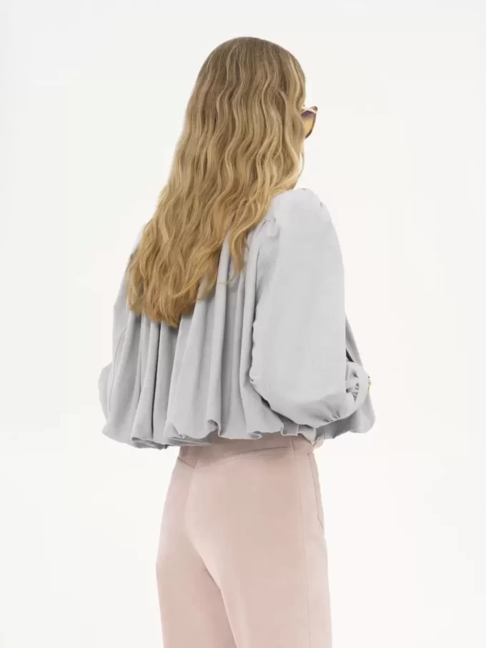 Chaqueta de boule fruncida en lona de algodón Chaqueta de boule fruncida en lona de algodón