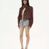 Chaqueta de boule fruncida en piel Chaqueta de boule fruncida en piel