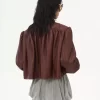 Chaqueta de boule fruncida en piel Chaqueta de boule fruncida en piel