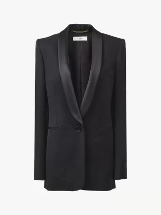 Chaqueta de esmoquin de lana grain de poudre