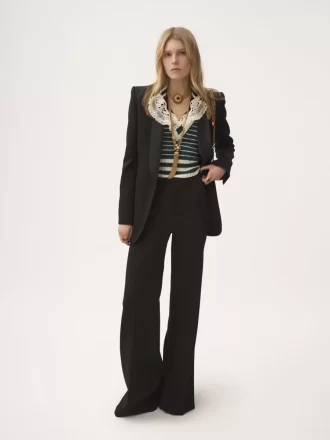 Chaqueta de esmoquin de lana grain de poudre