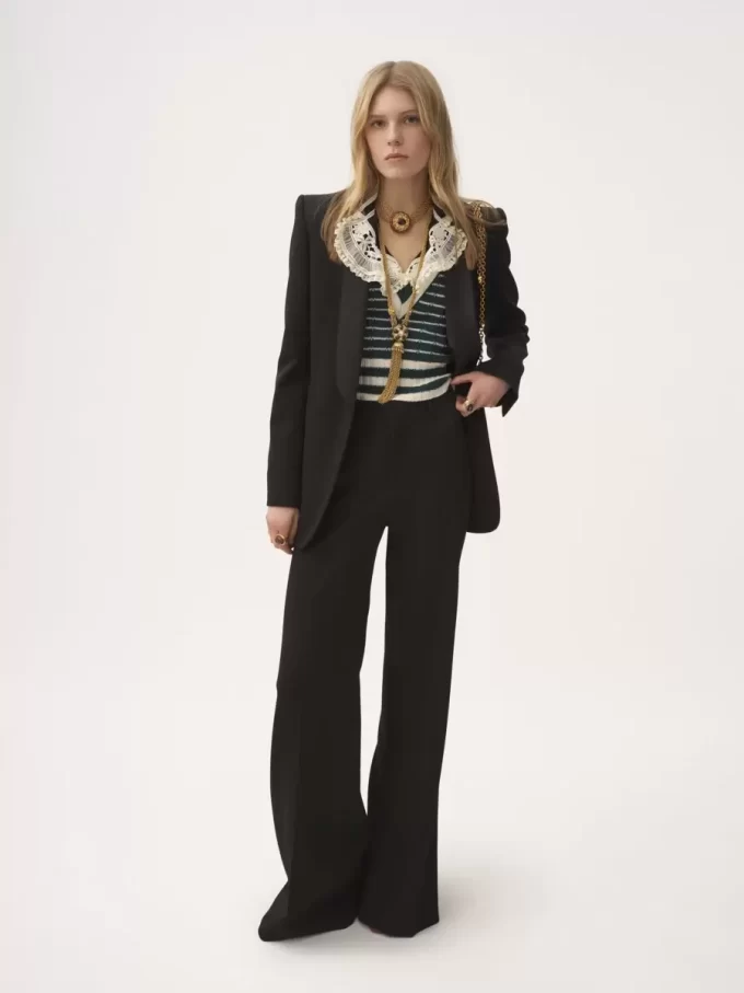 Chaqueta de esmoquin de lana grain de poudre Chaqueta de esmoquin de lana grain de poudre