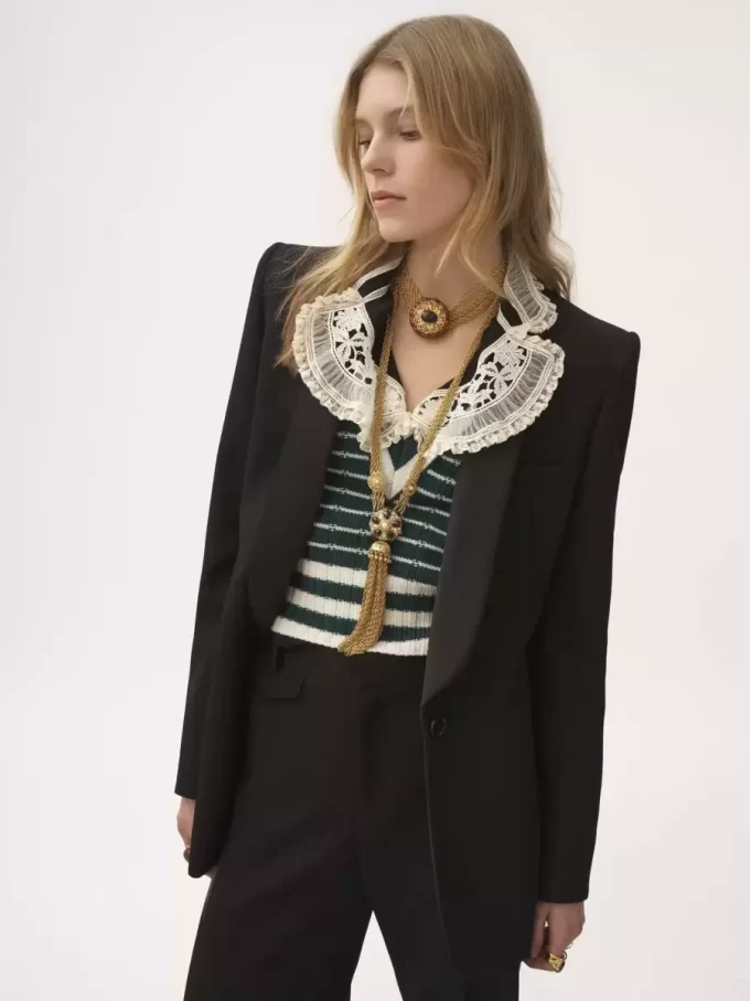 Chaqueta de esmoquin de lana grain de poudre Chaqueta de esmoquin de lana grain de poudre