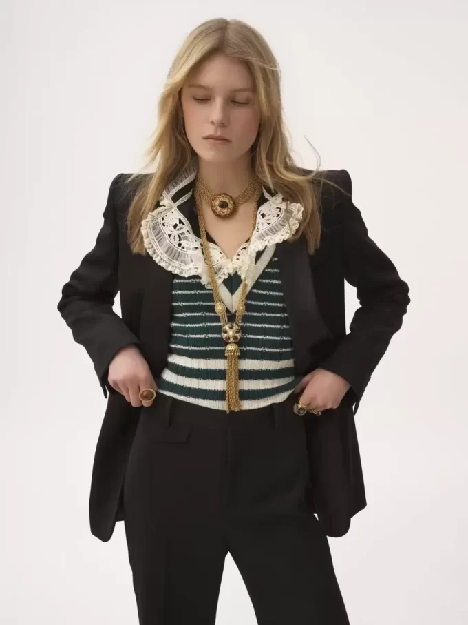 Chaqueta de esmoquin de lana grain de poudre Chaqueta de esmoquin de lana grain de poudre