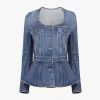 Chaqueta de montar peplum en denim Chaqueta de montar peplum en denim