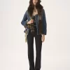 Chaqueta de montar peplum en denim Chaqueta de montar peplum en denim