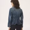 Chaqueta de montar peplum en denim Chaqueta de montar peplum en denim