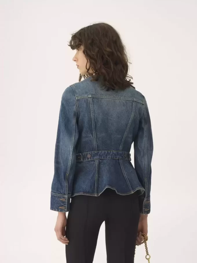Chaqueta de montar peplum en denim Chaqueta de montar peplum en denim