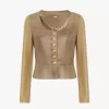 Chaqueta de piel con cuello redondo y cintura ceñida Chaqueta de piel con cuello redondo y cintura ceñida
