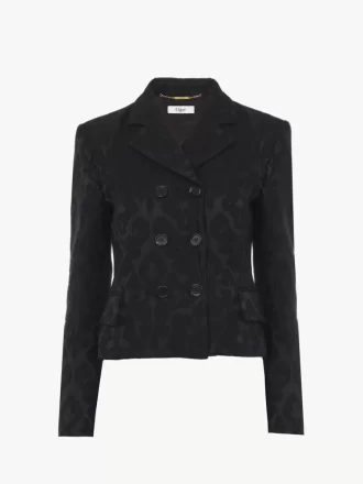 Chaqueta entallada cruzada en jacquard de mezcla de lana