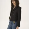 Chaqueta entallada cruzada en jacquard de mezcla de lana Chaqueta entallada cruzada en jacquard de mezcla de lana