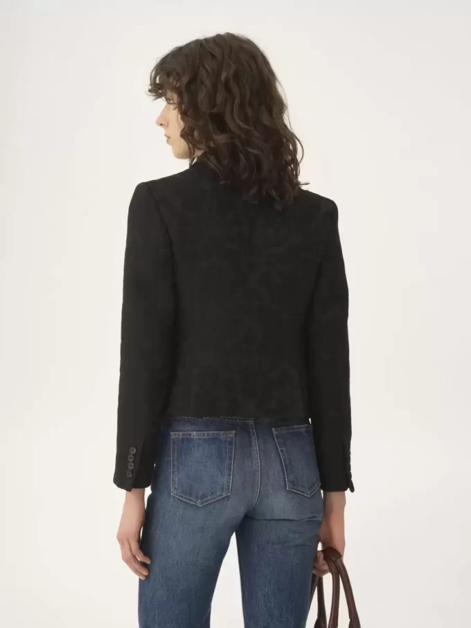 Chaqueta entallada cruzada en jacquard de mezcla de lana Chaqueta entallada cruzada en jacquard de mezcla de lana